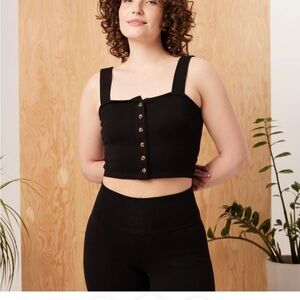 Known Supply Jazz Top Black Button-Up Crop Top